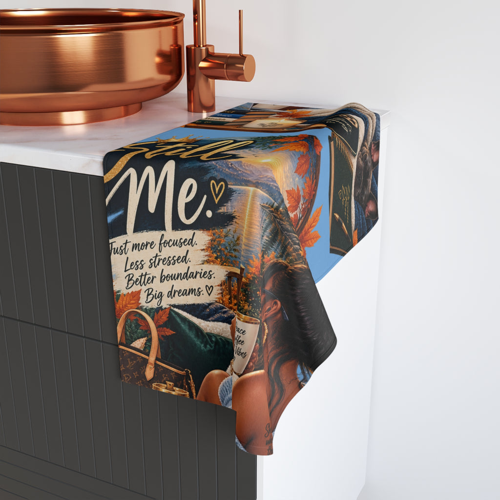 Still Me Hand Towel – Relaxation, Self-Care Scene with 'Still Me' Text