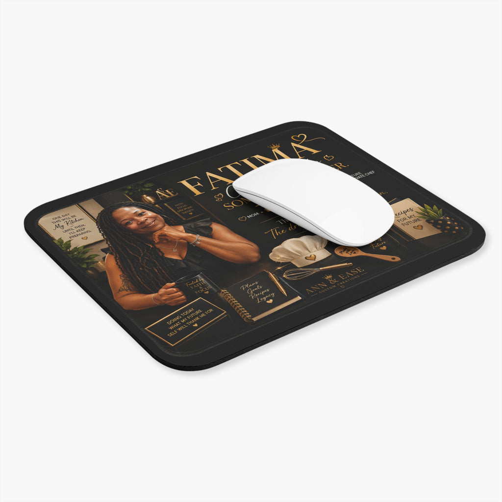 Personalized Cooking Mouse Pad — “Fatima: Cooking Up Something Bigger” Inspirational Kitchen Desk Mat