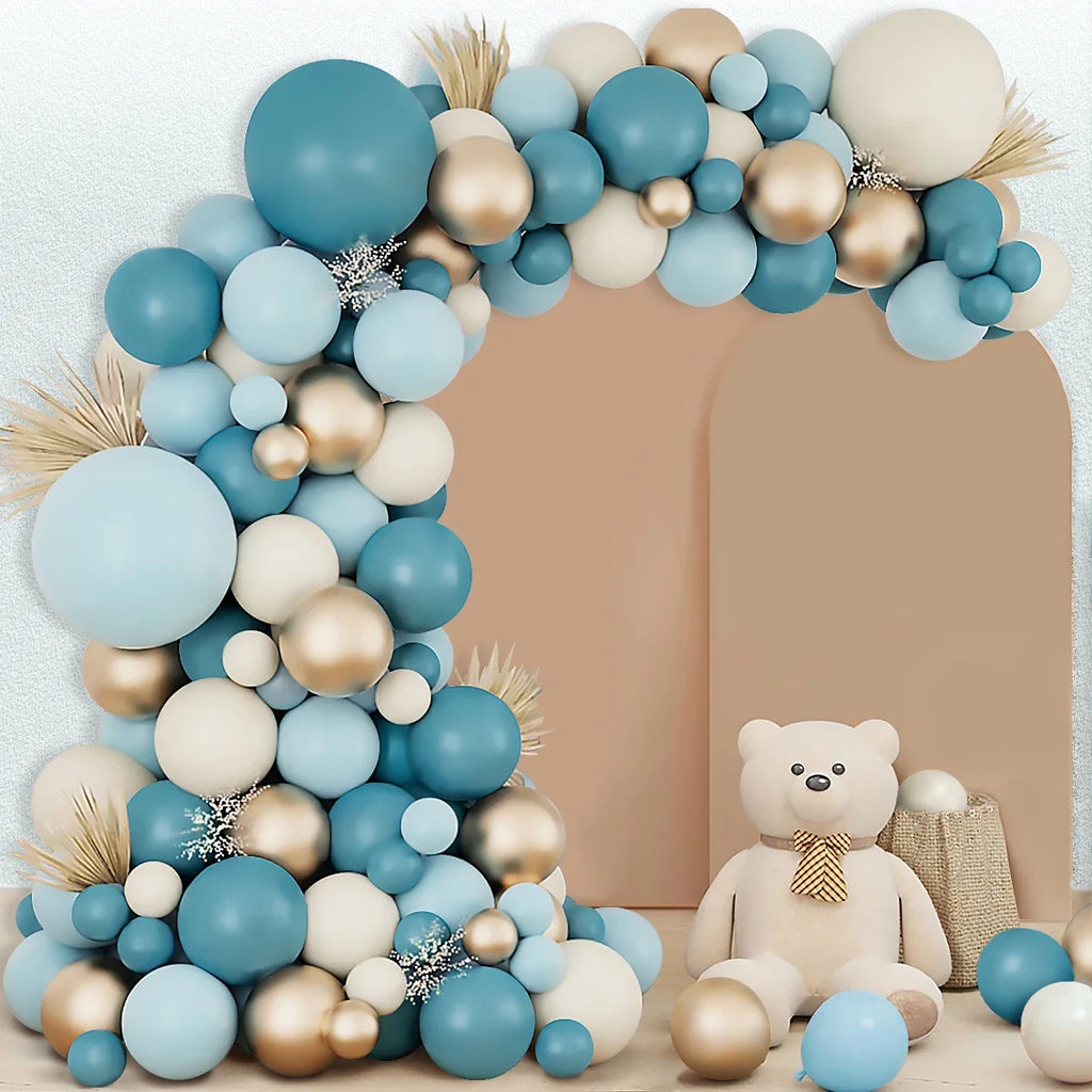 Kit de arco de guirnalda de globos azules para decoración de bodas, cumpleaños, fiestas infantiles, baby shower, revelación de género, bautizo, decoración con globos.
