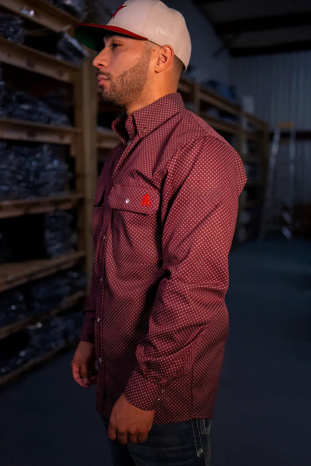 Camisa de trabajo FR con broches de perla - Rustline