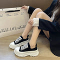 Lace-Up Round Toe Platform Sneakers – Canvas Chunky Sole