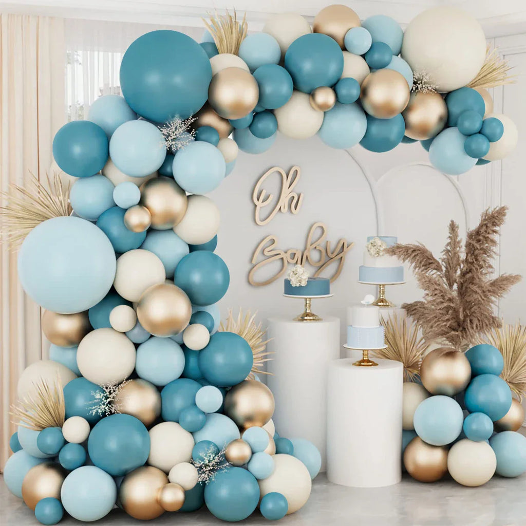 Kit de arco de guirnalda de globos azules para decoración de bodas, cumpleaños, fiestas infantiles, baby shower, revelación de género, bautizo, decoración con globos.