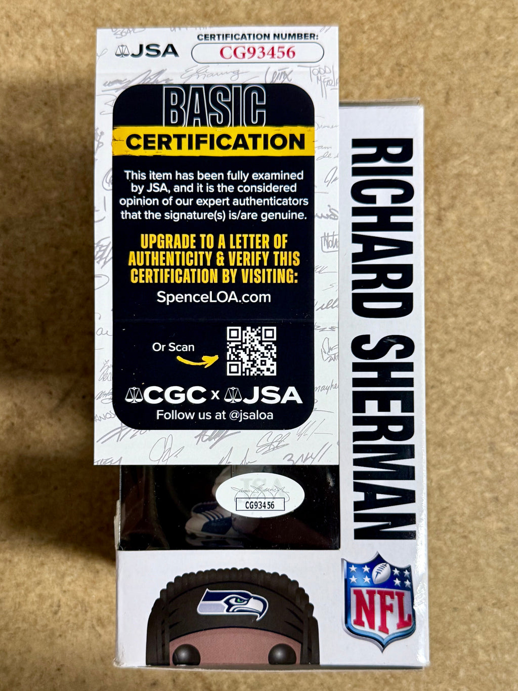 Richard Sherman Signed NFL Seattle Seahawks Vaulted Funko Pop! #61 With JSA COA