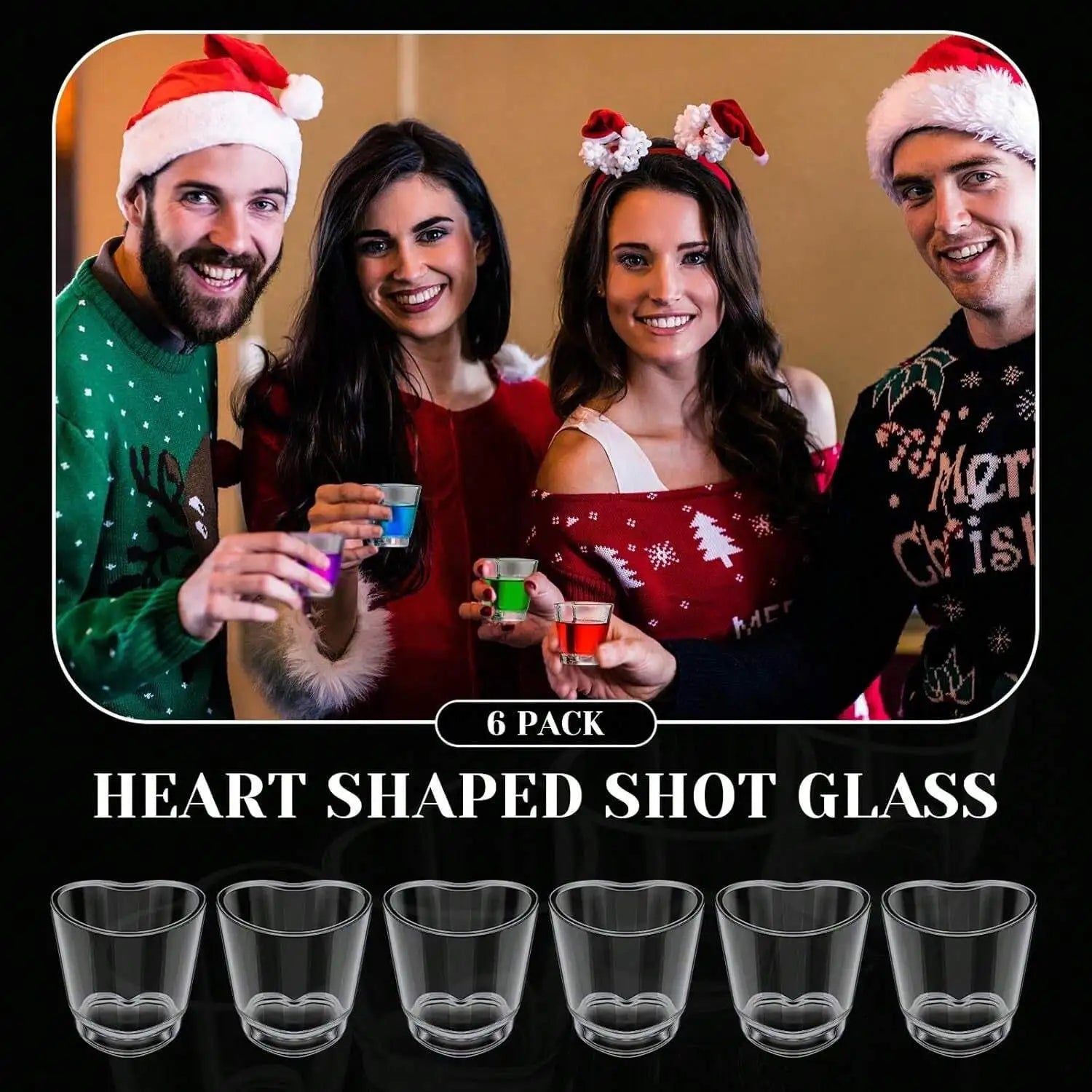 6Pcs Heart Shaped Shot Acrylic Material Set Mini Shot Glasses Tequila Heart Cup For Whiskey Party
