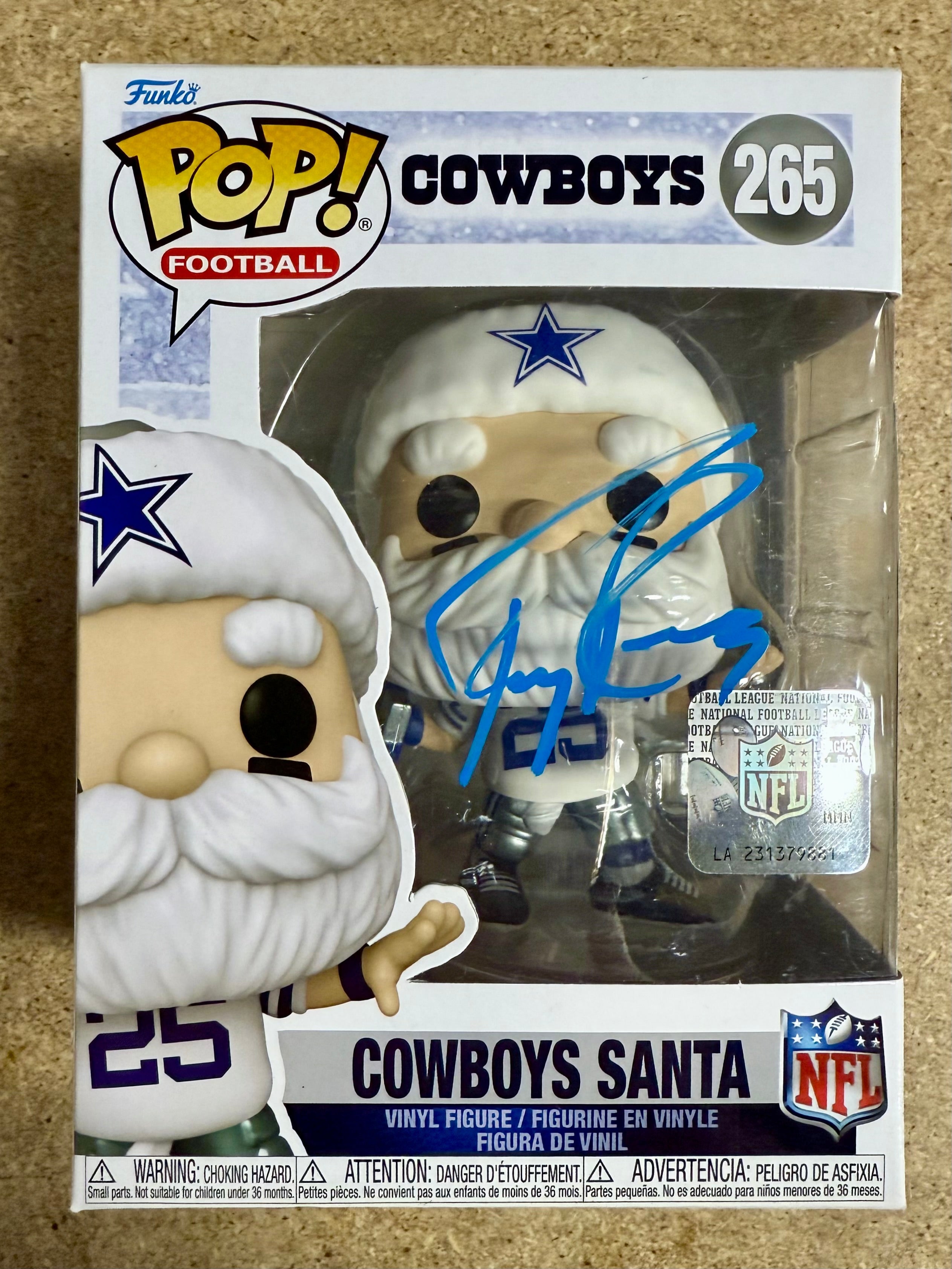 Tony Romo Firmó NFL Santa Dallas Cowboys Exclusivo Funko Pop! #265 JSA COA LEER