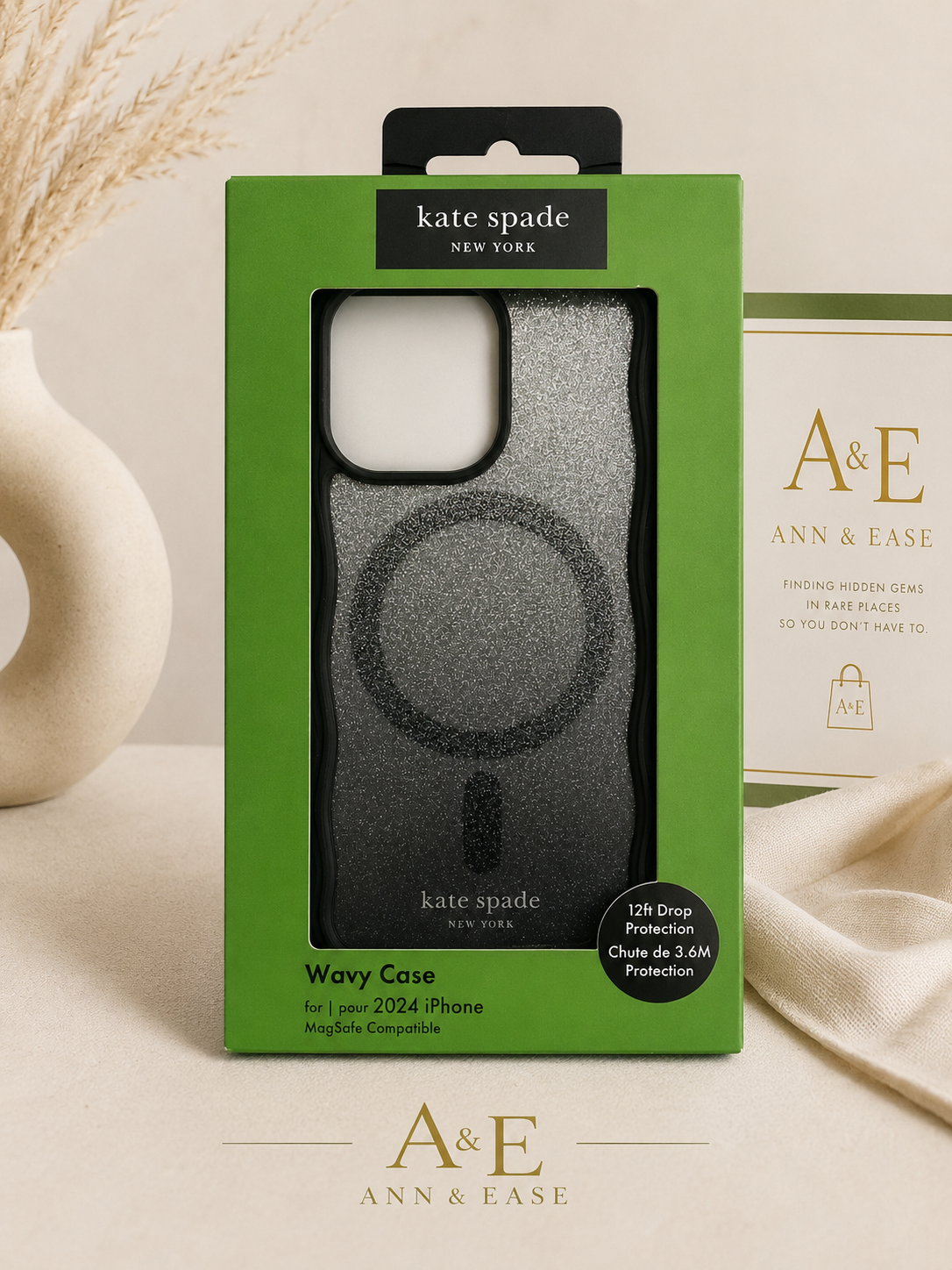Kate Spade New York MagSafe Protective Case for iPhone 16 Pro – Black Glitter