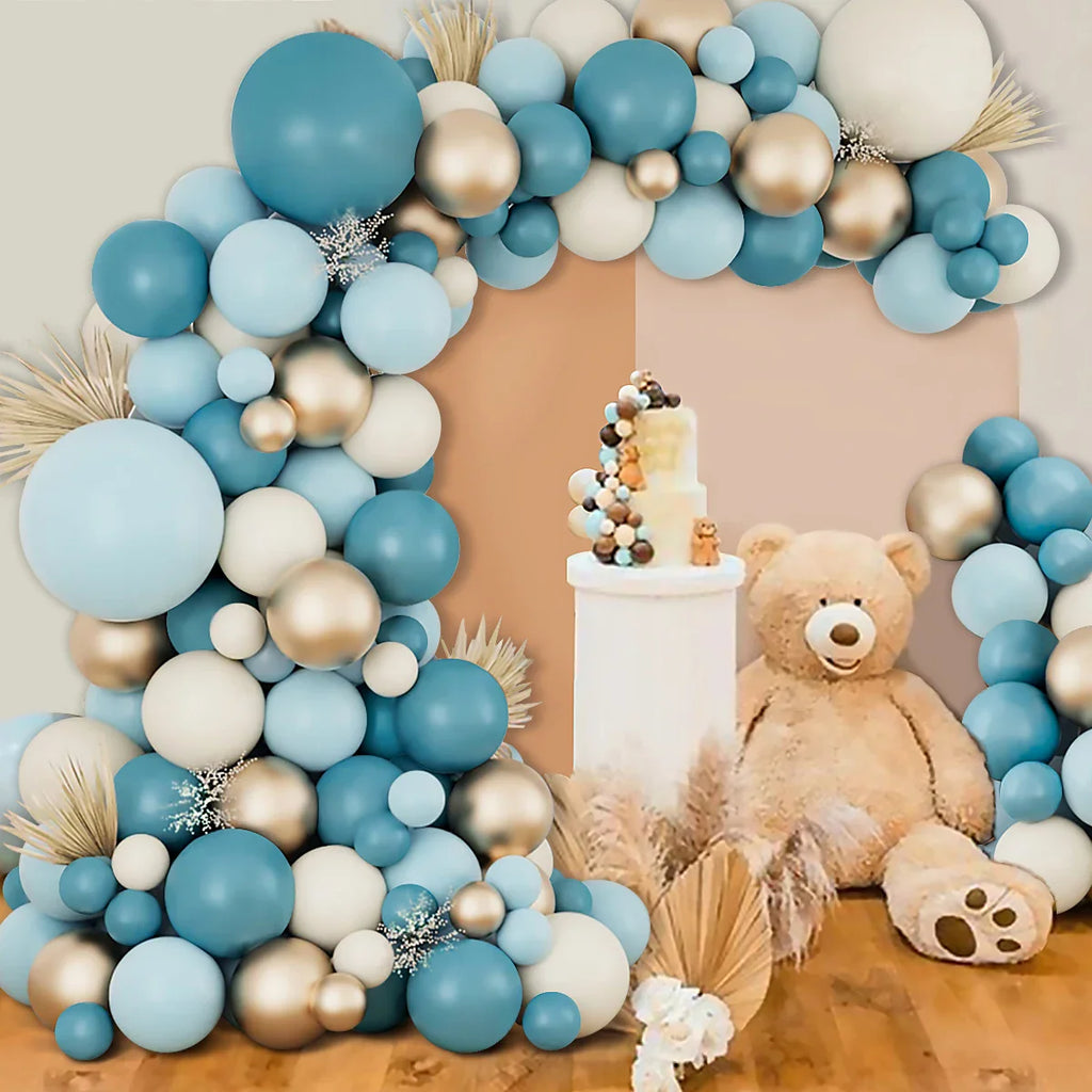 Kit de arco de guirnalda de globos azules para decoración de bodas, cumpleaños, fiestas infantiles, baby shower, revelación de género, bautizo, decoración con globos.