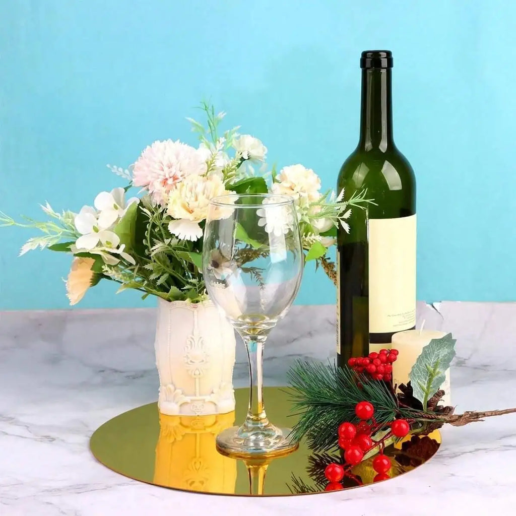 10PCS Acrylic Centerpieces for Wall Wedding Table Candle Plate Round Mirror Tray Party Decoration