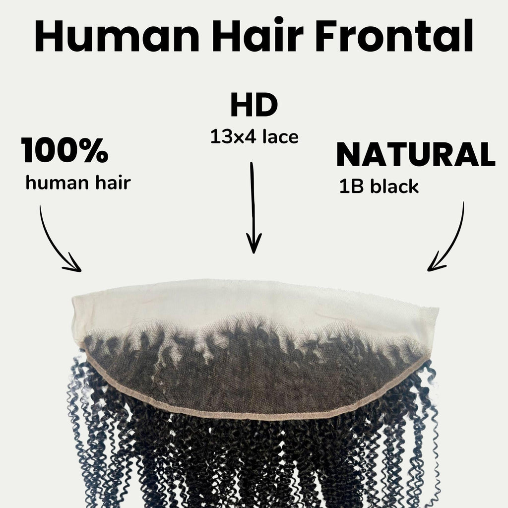 Frontal de cabello humano rizado afro 13x4 con encaje HD