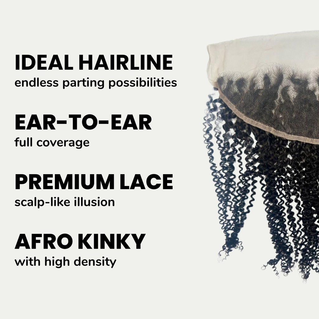 Frontal de cabello humano rizado afro 13x4 con encaje HD