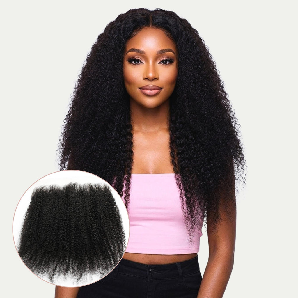 Frontal de cabello humano Afro Kinky 13x6 HD Lace