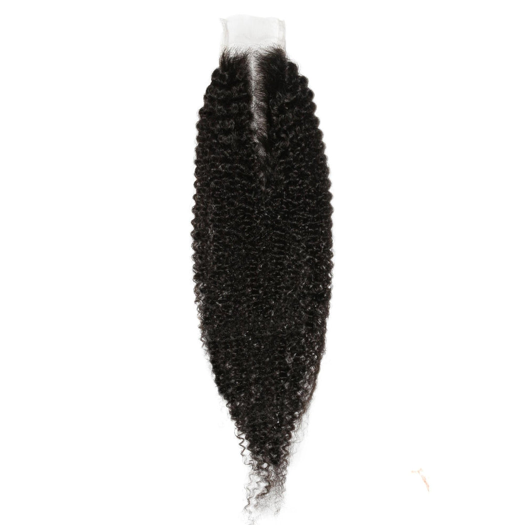 Cierre de cabello humano Afro Kinky 2x6 con encaje transparente