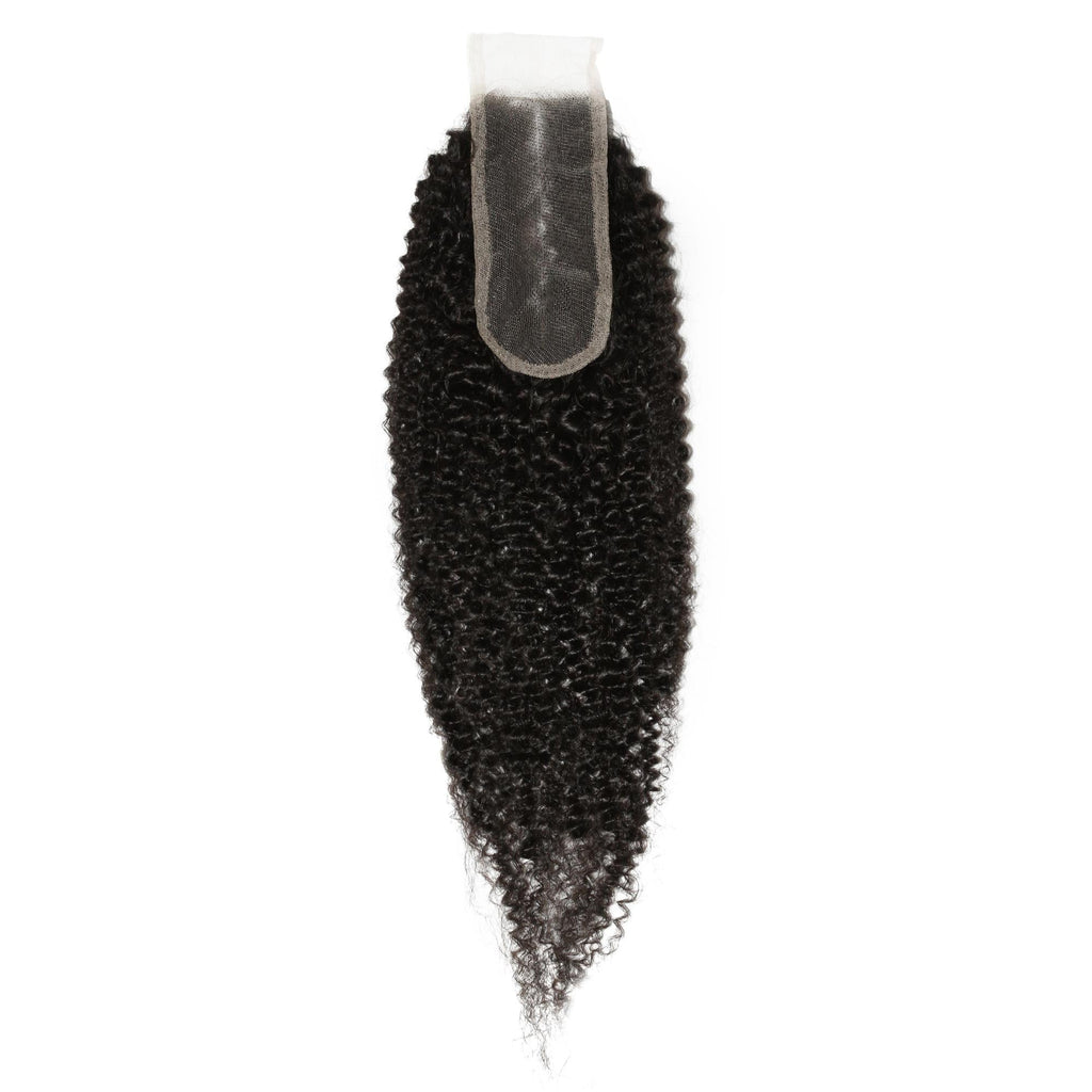 Cierre de cabello humano Afro Kinky 2x6 con encaje transparente