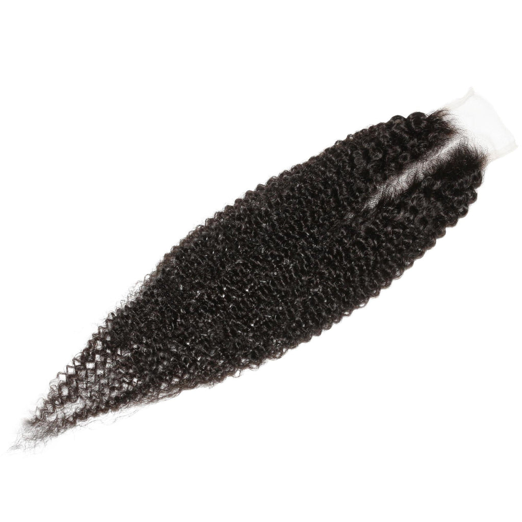 Cierre de cabello humano Afro Kinky 2x6 con encaje transparente