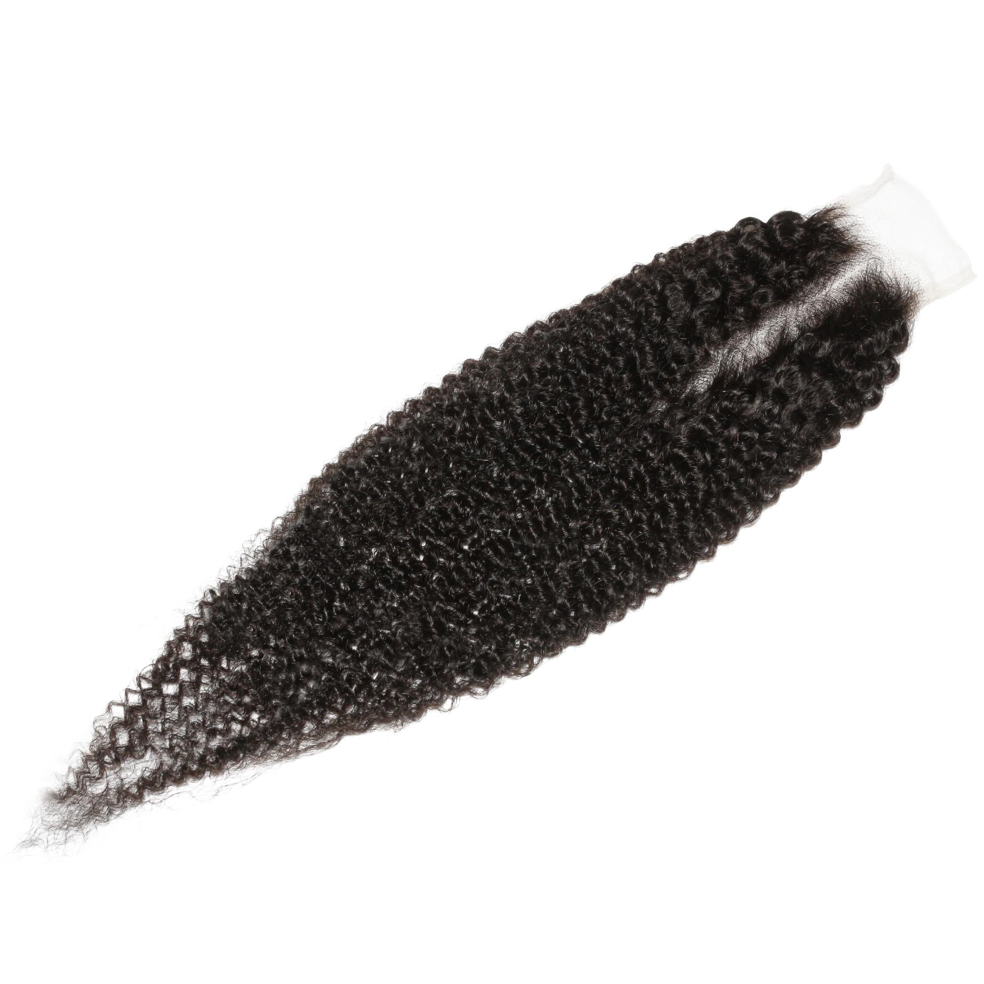 Cierre de cabello humano Afro Kinky 2x6 con encaje transparente