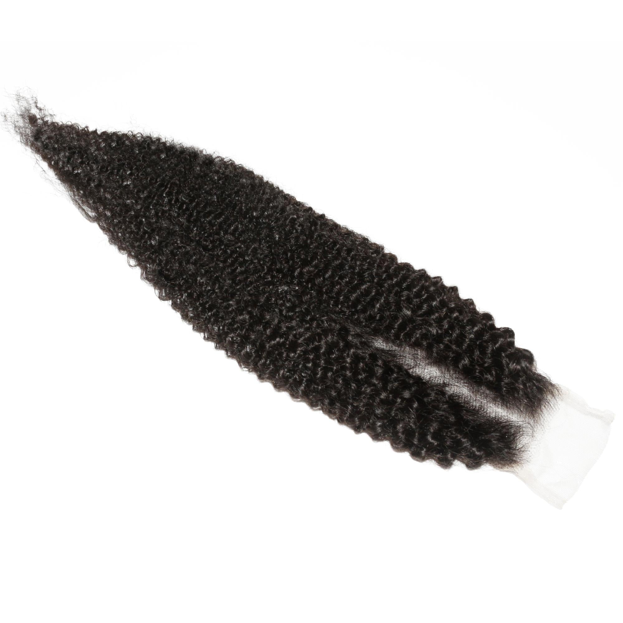 Cierre de cabello humano Afro Kinky 2x6 con encaje transparente