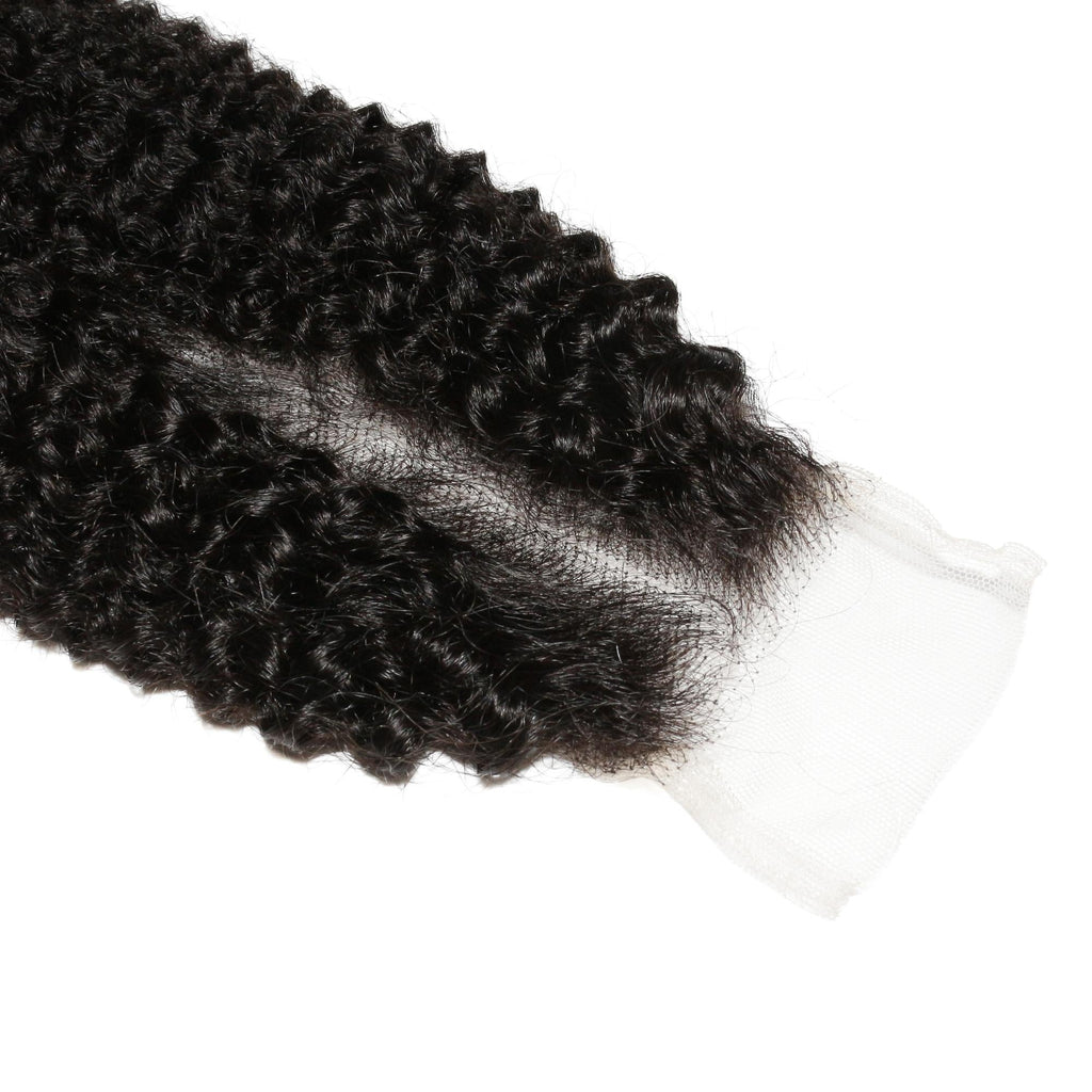 Cierre de cabello humano Afro Kinky 2x6 con encaje transparente