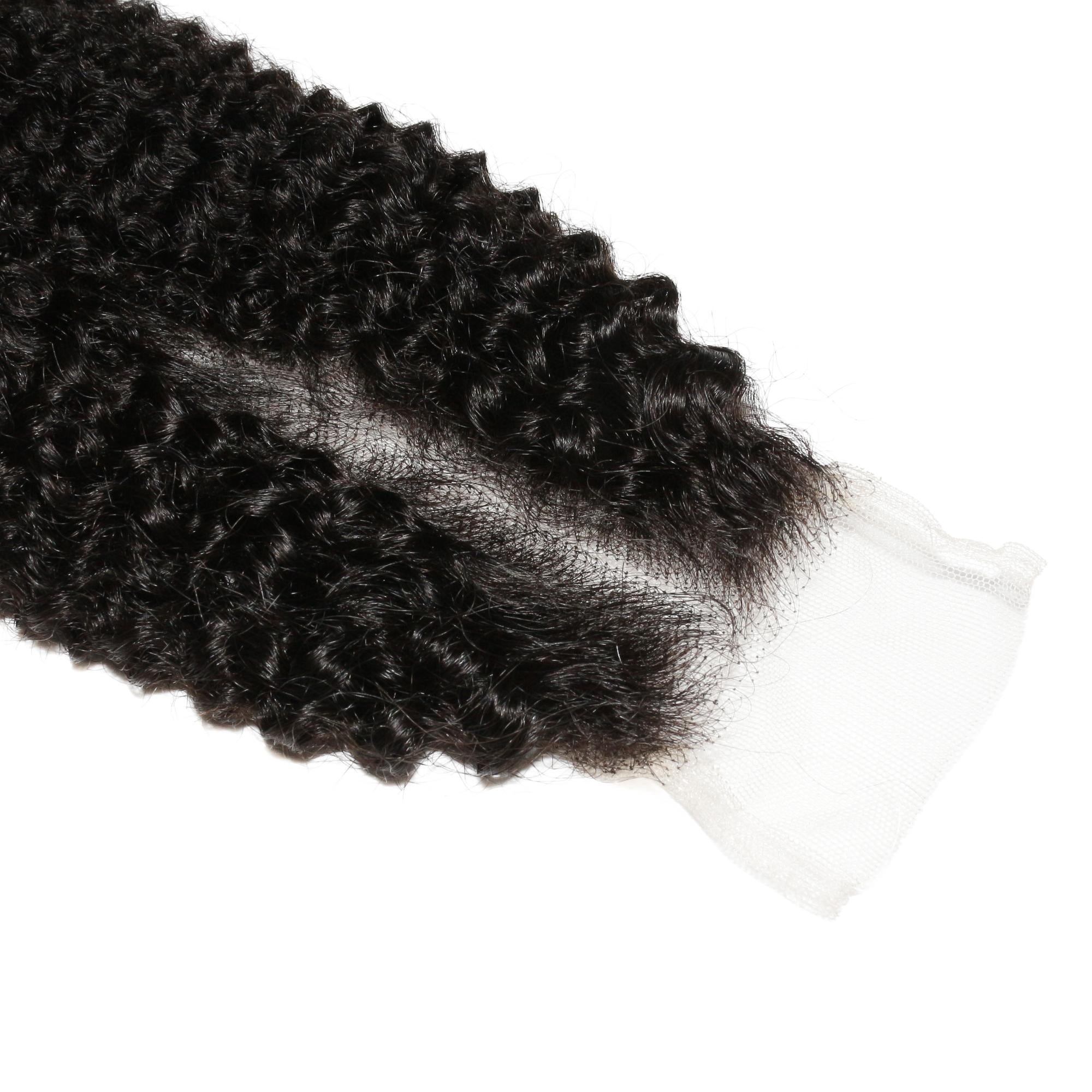 Cierre de cabello humano Afro Kinky 2x6 con encaje transparente