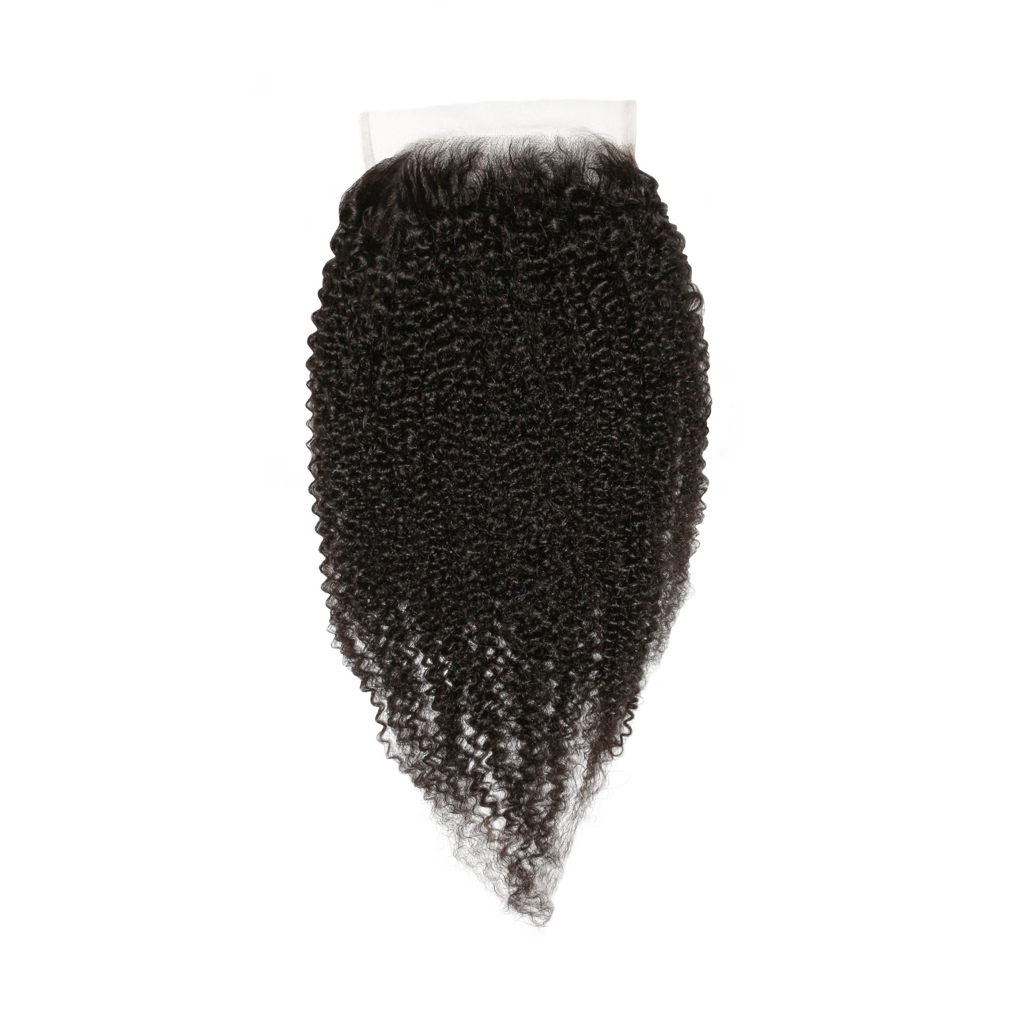 Cierre de encaje HD 6x6 de cabello humano afro rizado