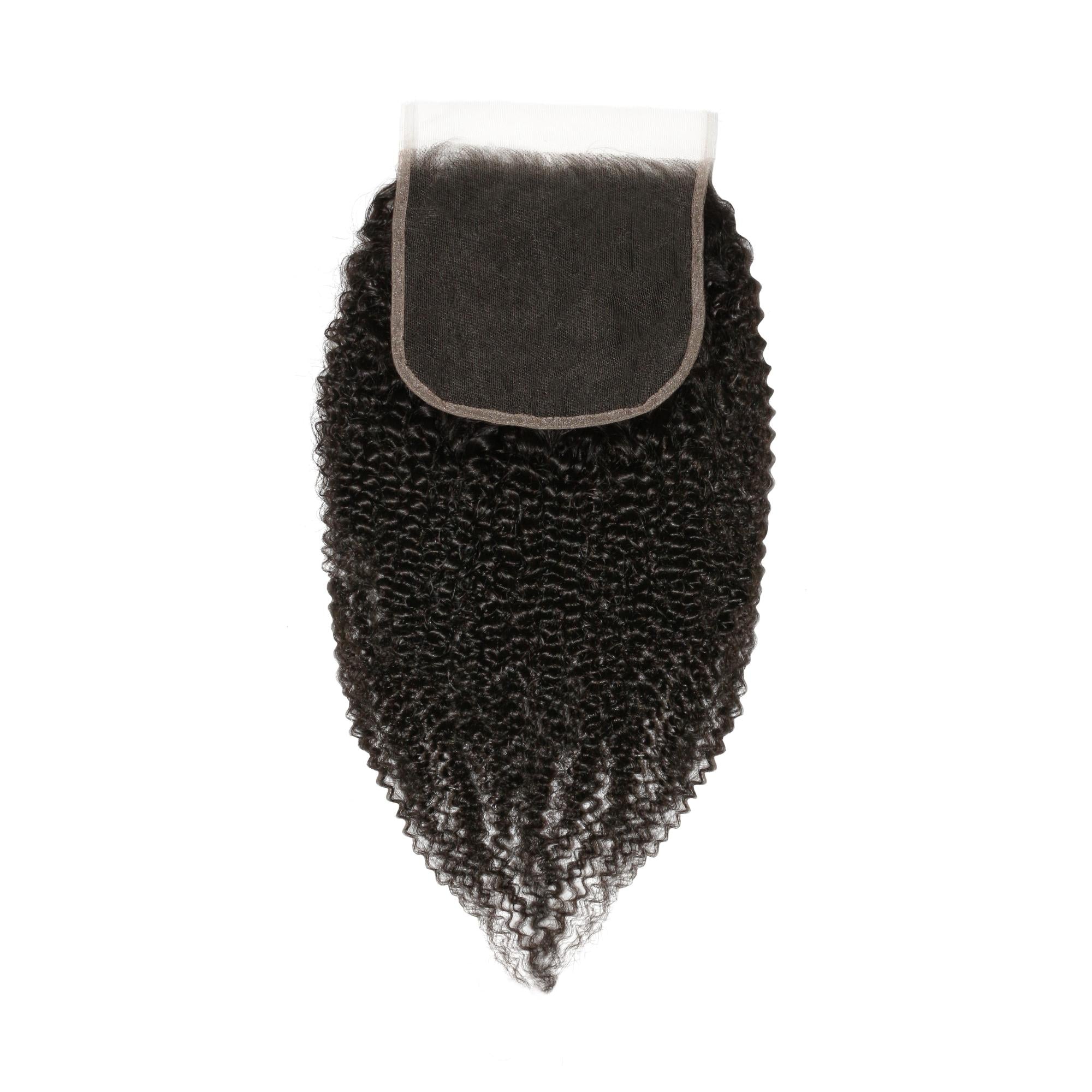 Cierre de encaje HD 6x6 de cabello humano afro rizado