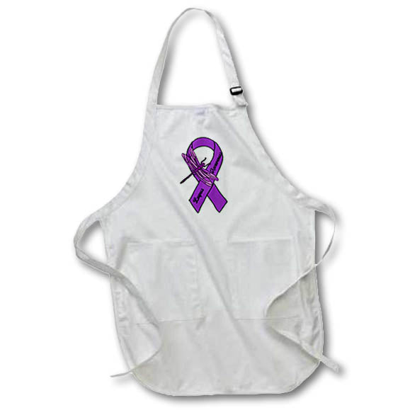 Apron - Cool Purple Ribbon and Dragonfly Lupus Support and Awareness Inspiration