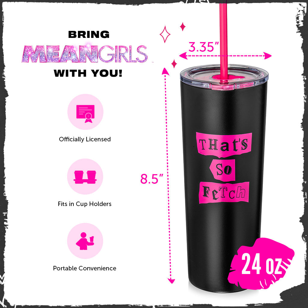 Vaso con tapa y popote "Mean Girls: That's So Fetch"