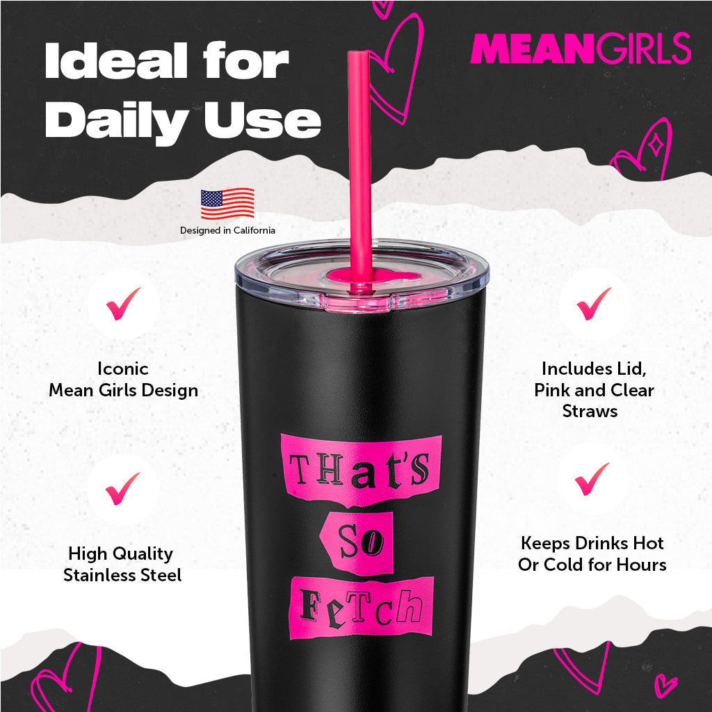 Vaso con tapa y popote "Mean Girls: That's So Fetch"