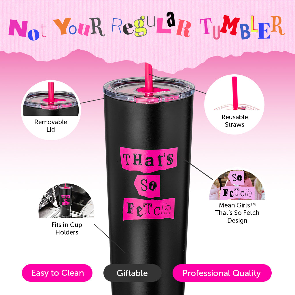 Vaso con tapa y popote "Mean Girls: That's So Fetch"