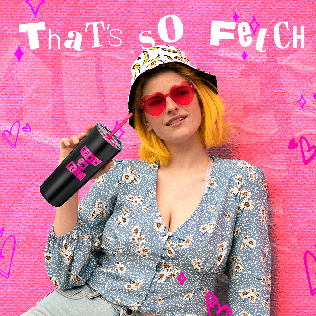 Vaso con tapa y popote "Mean Girls: That's So Fetch"