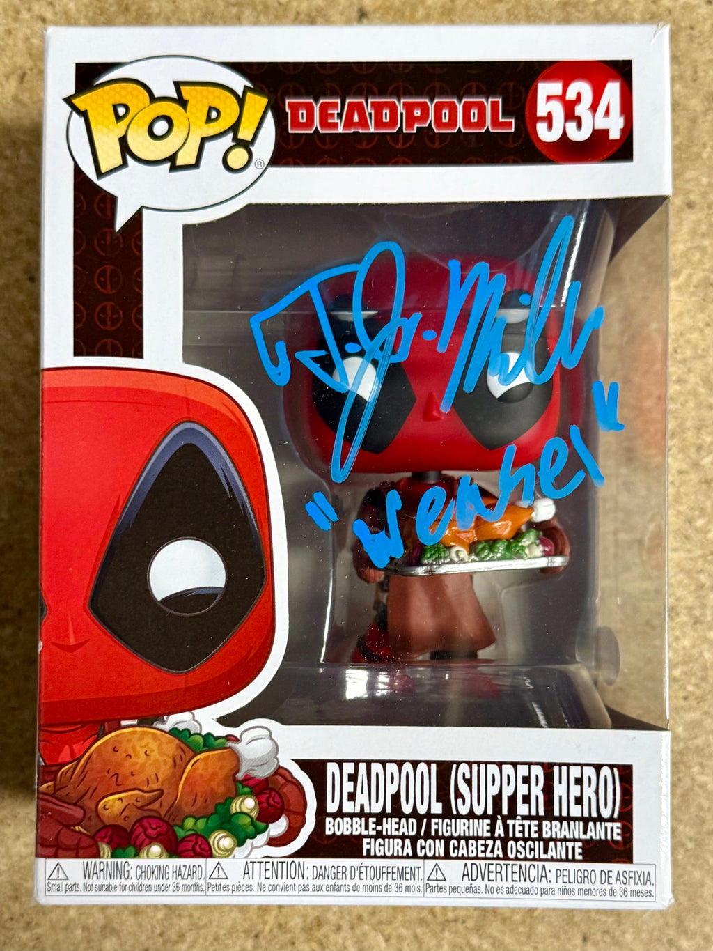 TJ Miller Signed Thanksgiving Deadpool “Weasel” Funko Pop! #534 With JSA COA