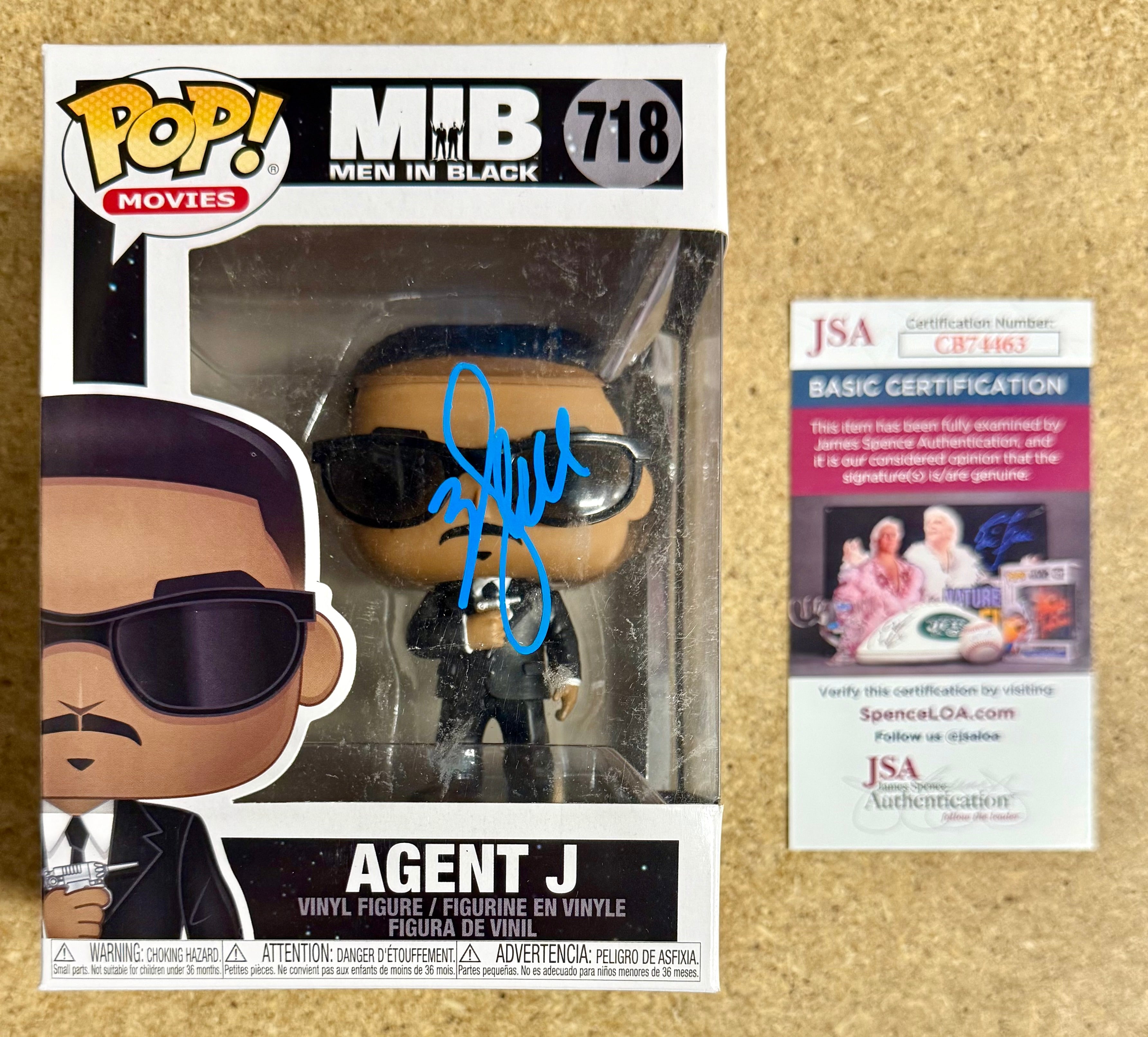 Will Smith, Agente J, Men In Black Funko Pop! Exclusivo #718 Firmado con Certificado de Autenticidad JSA