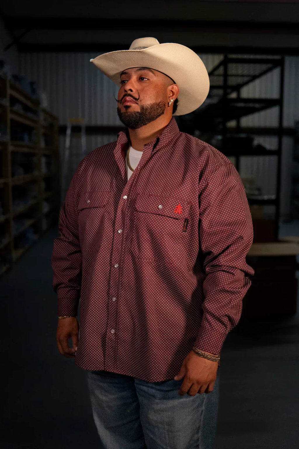Camisa de trabajo FR con broches de perla - Rustline