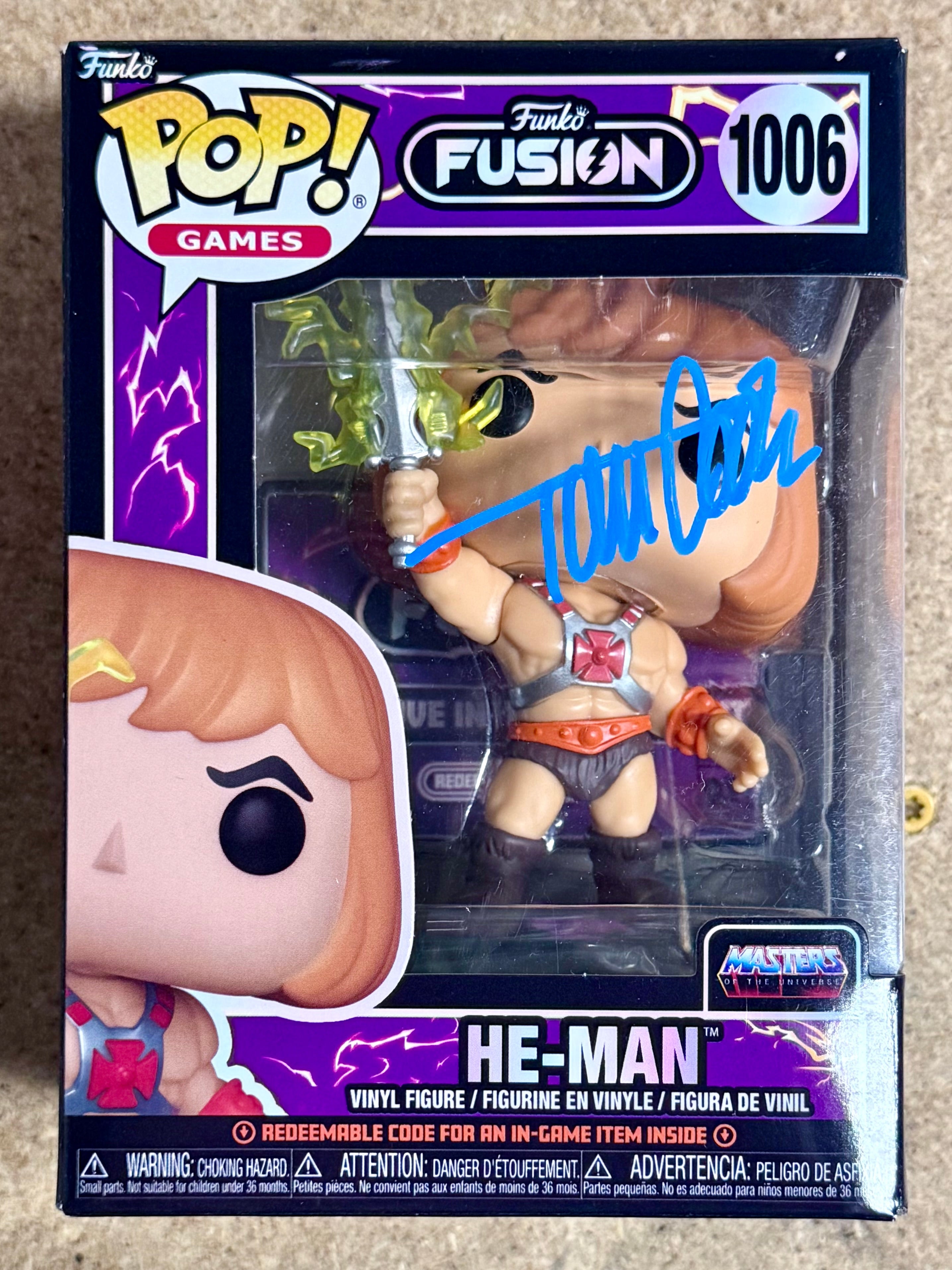 Tom Cook firmó un Funko Pop! #1006 de He-Man Masters Of The Universe con certificado de autenticidad JSA