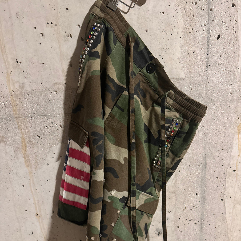 Americana Camo Pleated Rhinestone Shorts