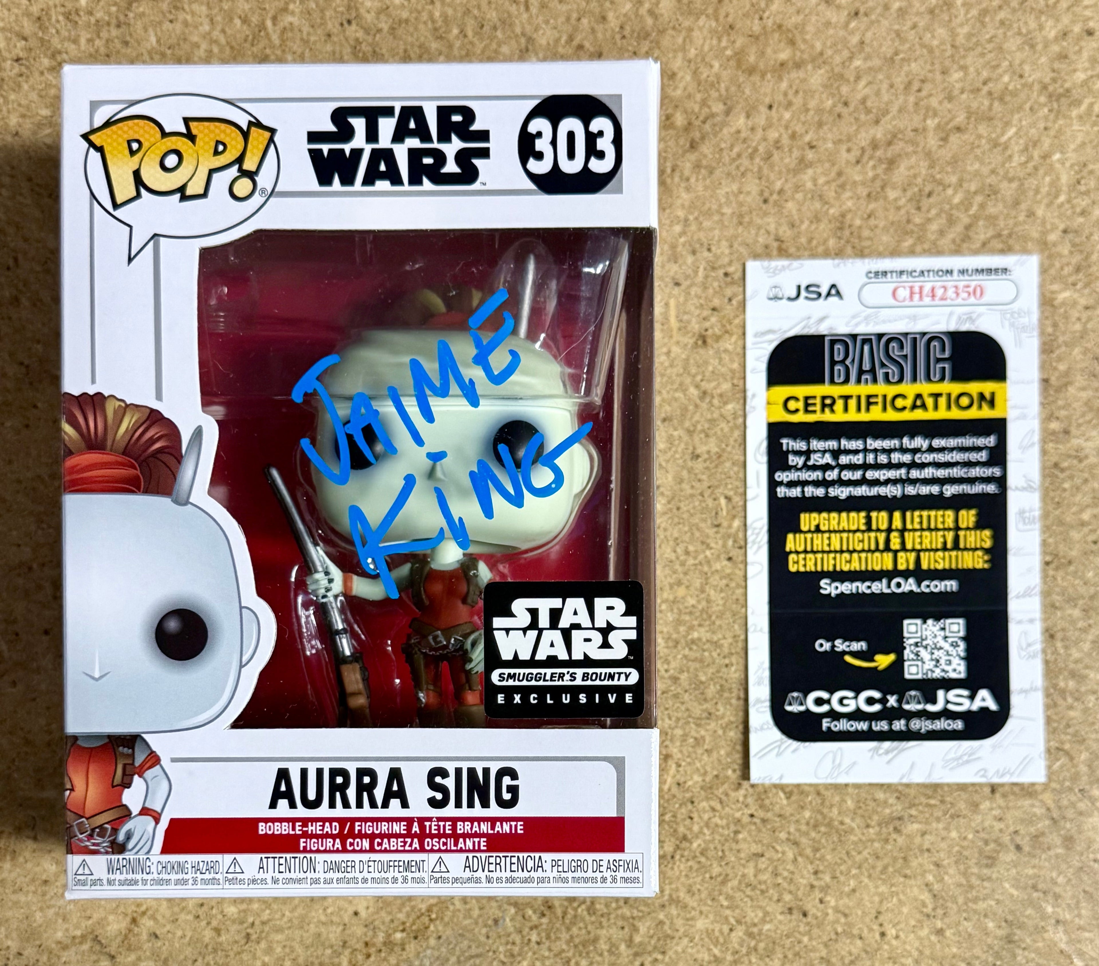 Jaime King Signed Star Wars Aurra Sing Funko Pop! #303 Exclusive With JSA COA
