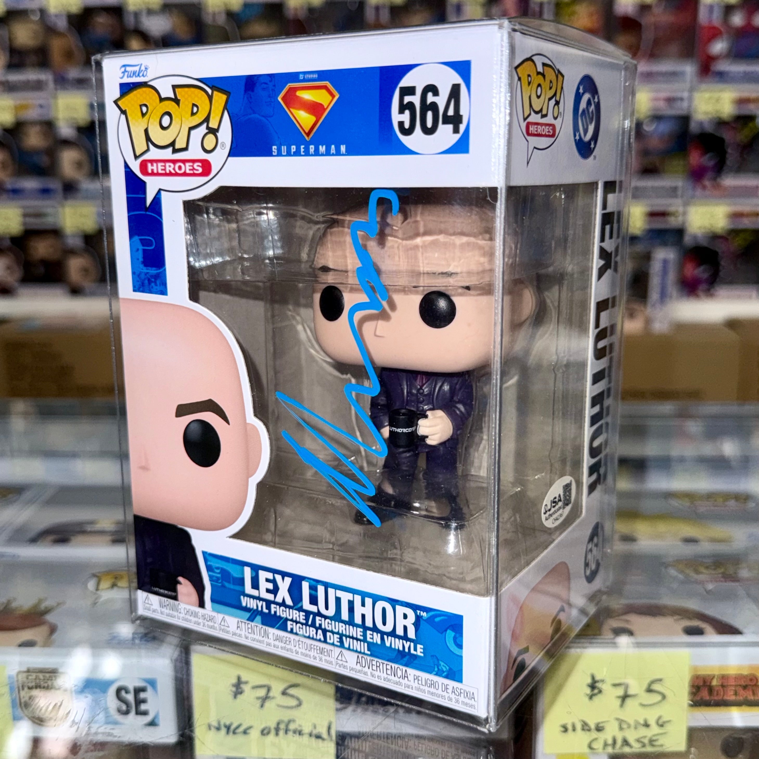 Nicholas Hoult firmó 2025 Funko Pop! DC Lex Luthor Superman #564 con COA de JSA