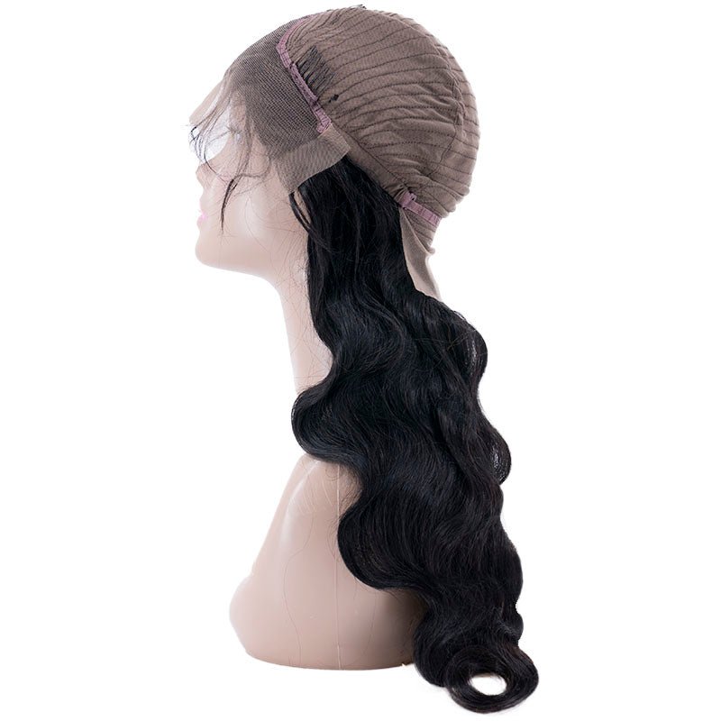 Peluca de cabello humano con encaje transparente 13x4 y ondas corporales