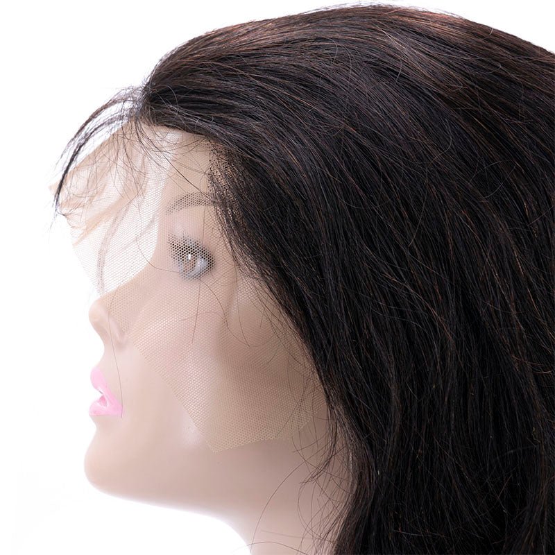 Peluca de cabello humano con encaje transparente 13x4 y ondas corporales