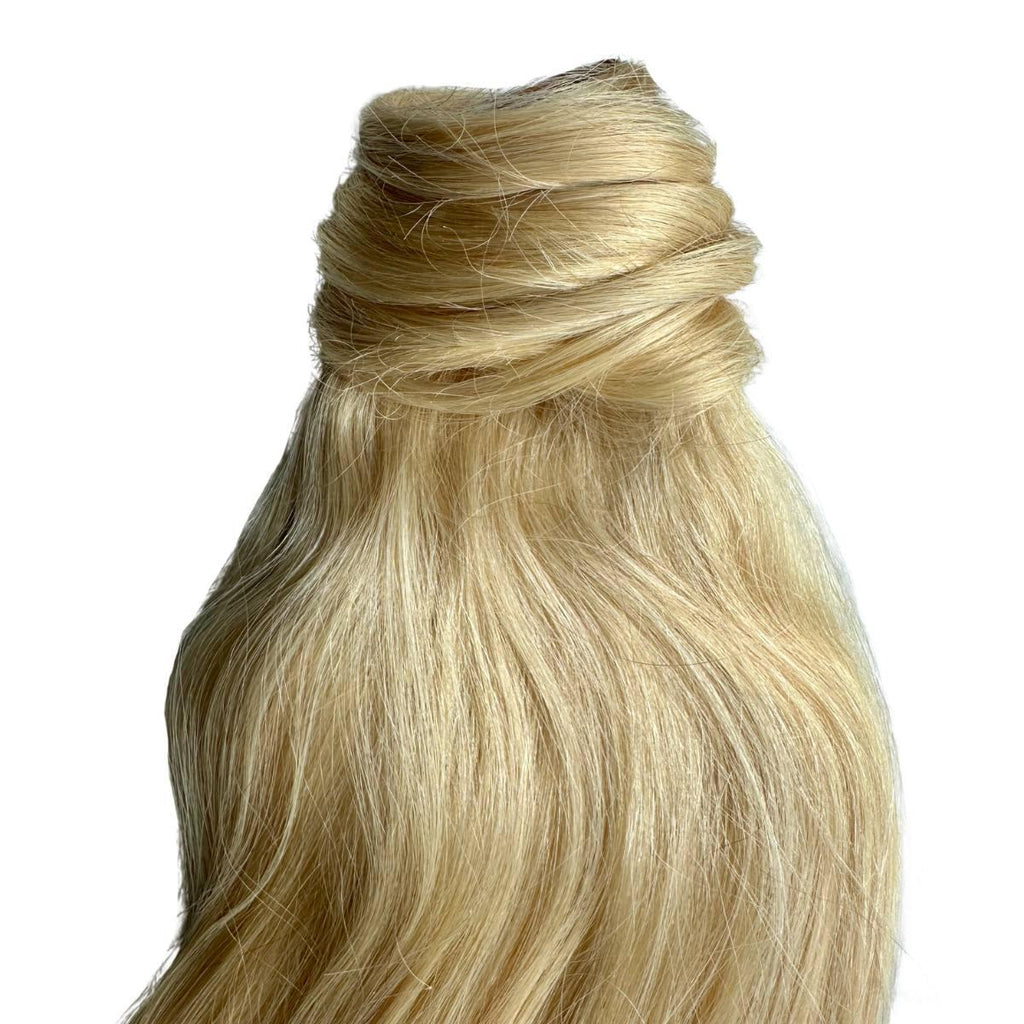 Extensión de coleta de cabello humano 100% rubio platino