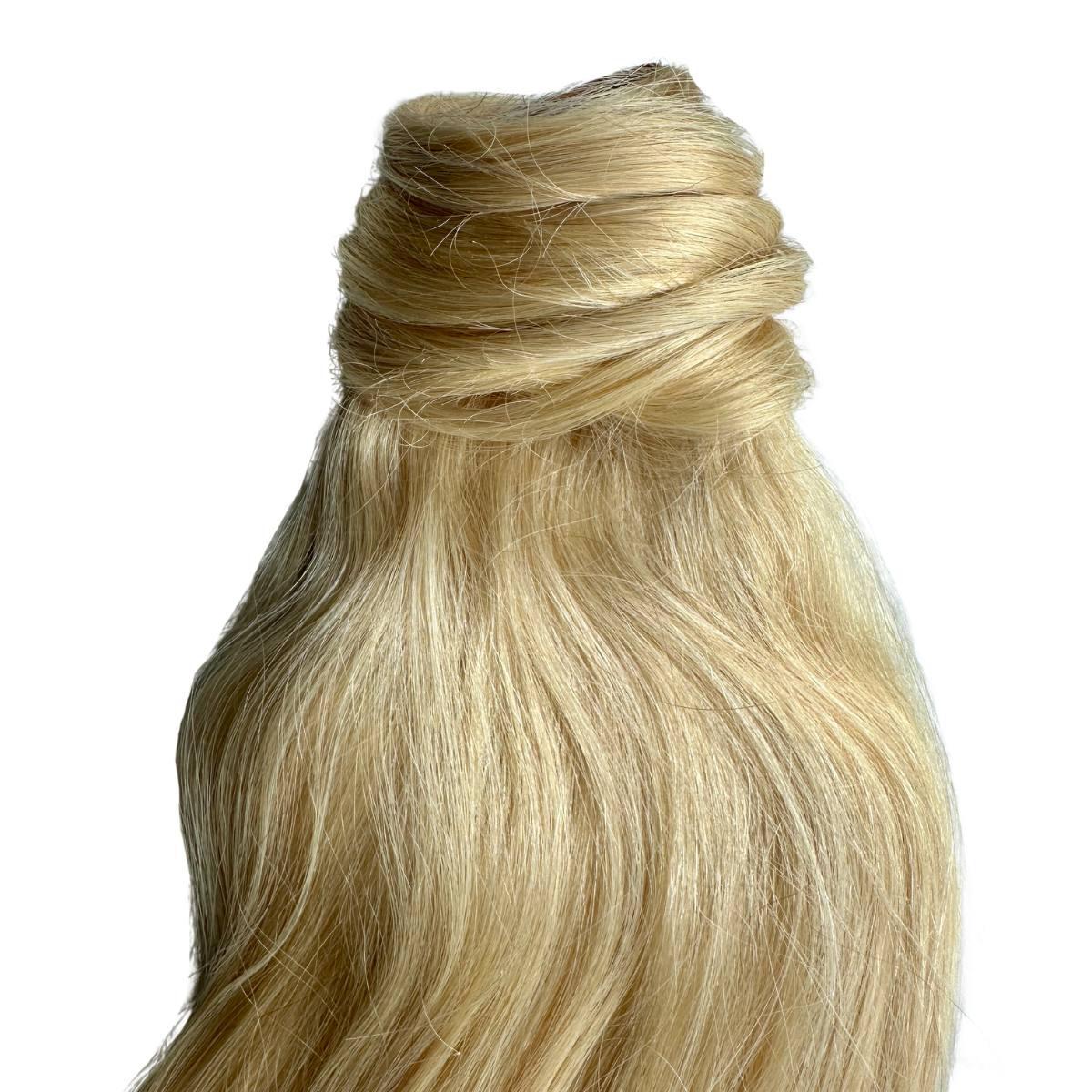 Extensión de coleta de cabello humano 100% rubio platino