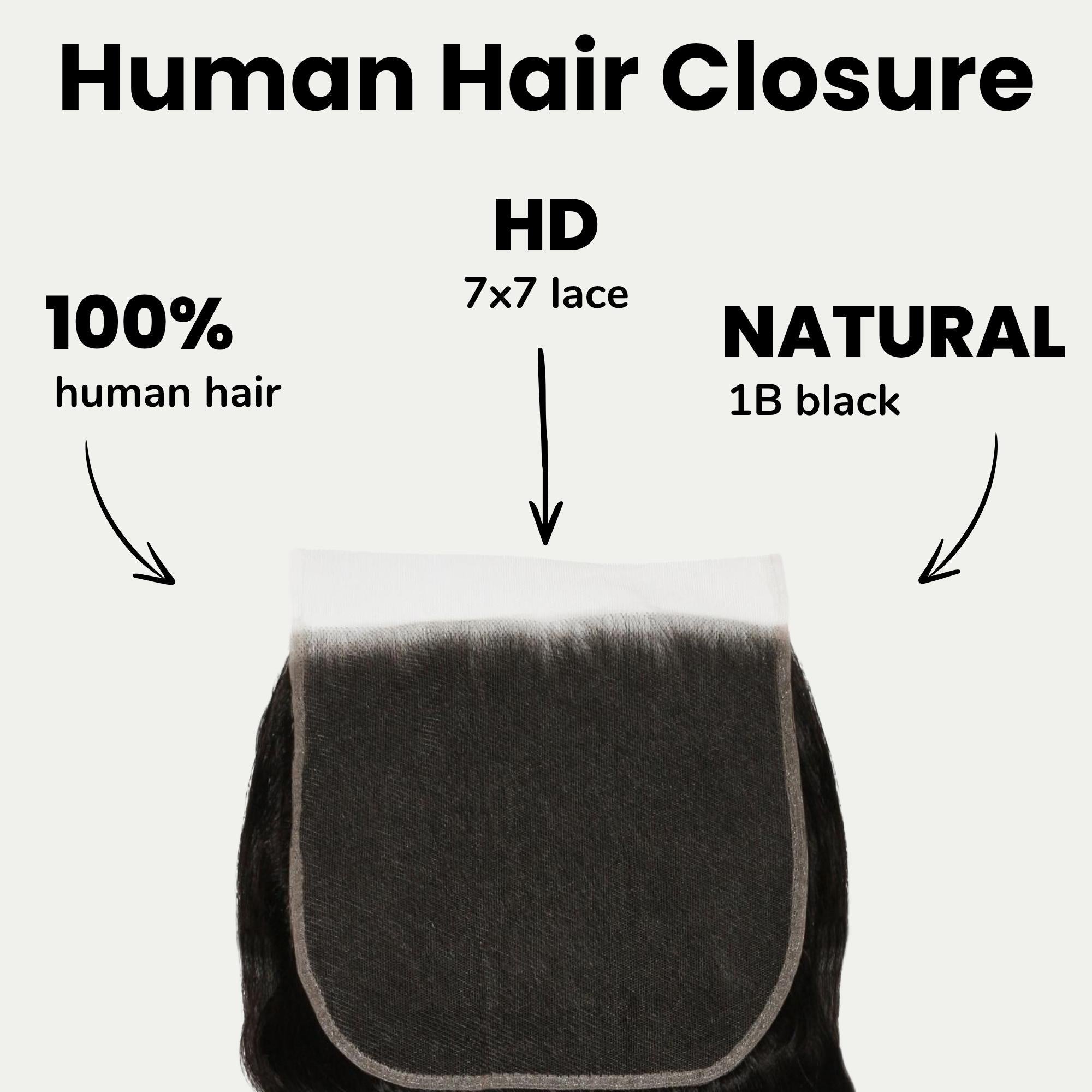 Cierre de cabello humano Body Wave 7x7 HD Lace