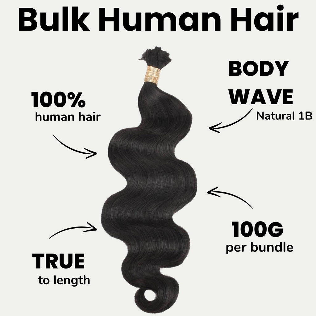 Ondas Corporales Cabello para Trenzar 100% Humano a Granel