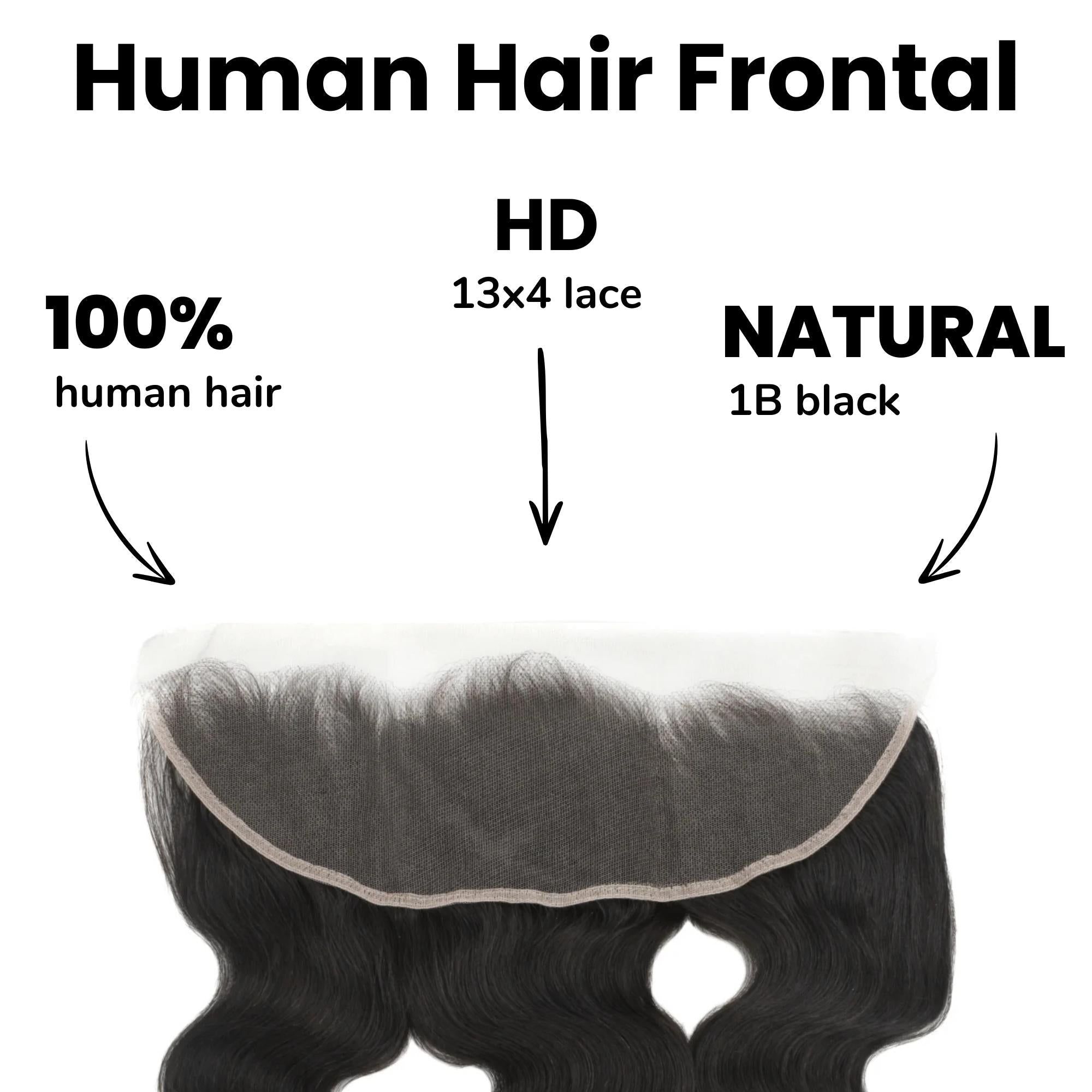 Frontal de cabello humano HD Lace 13x4 con onda corporal brasileña