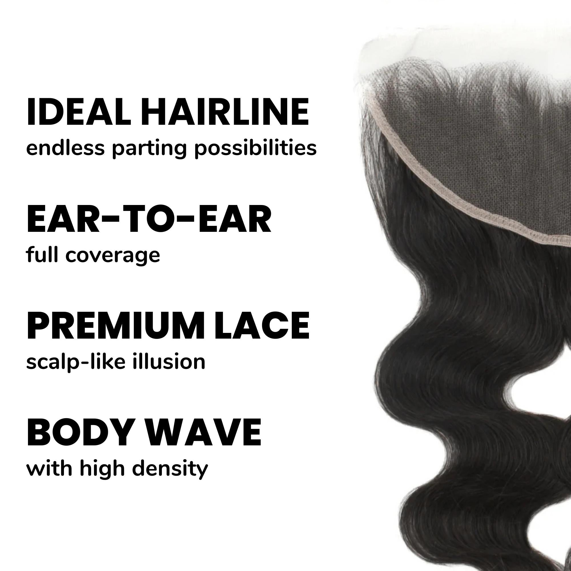 Frontal de cabello humano HD Lace 13x4 con onda corporal brasileña