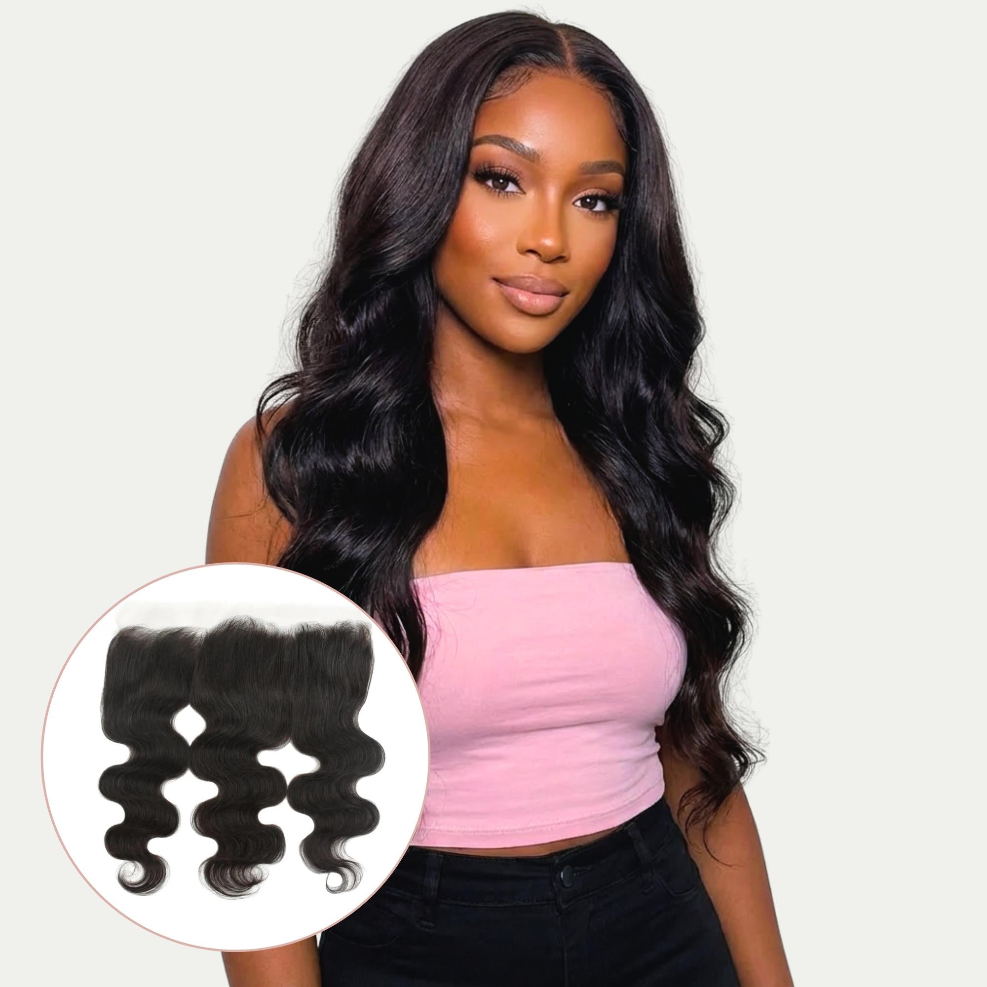 Frontal de cabello humano HD Lace 13x4 con onda corporal brasileña