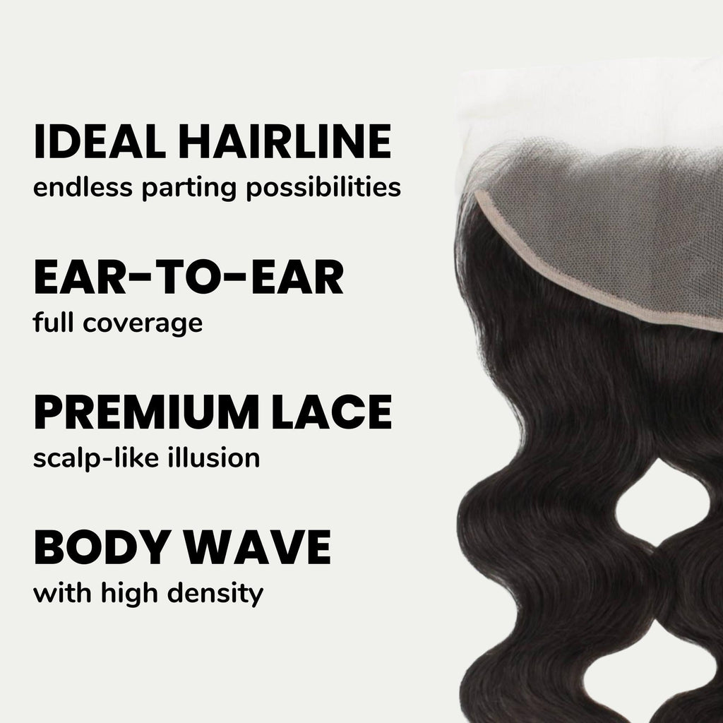 Frontal de Cabello Humano de Encaje Transparente 13x4 Onda Corporal Brasileña