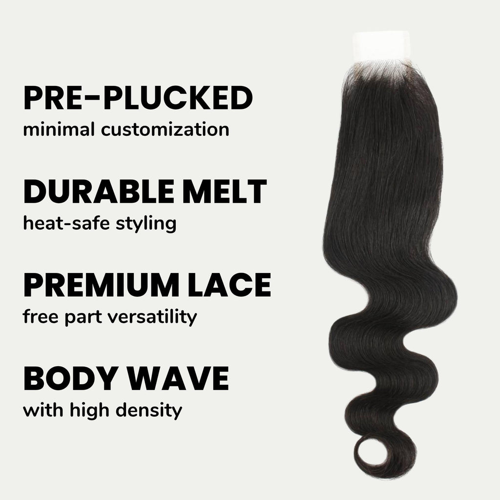 Cierre de encaje transparente 2x6 de cabello humano ondulado brasileño Body Wave