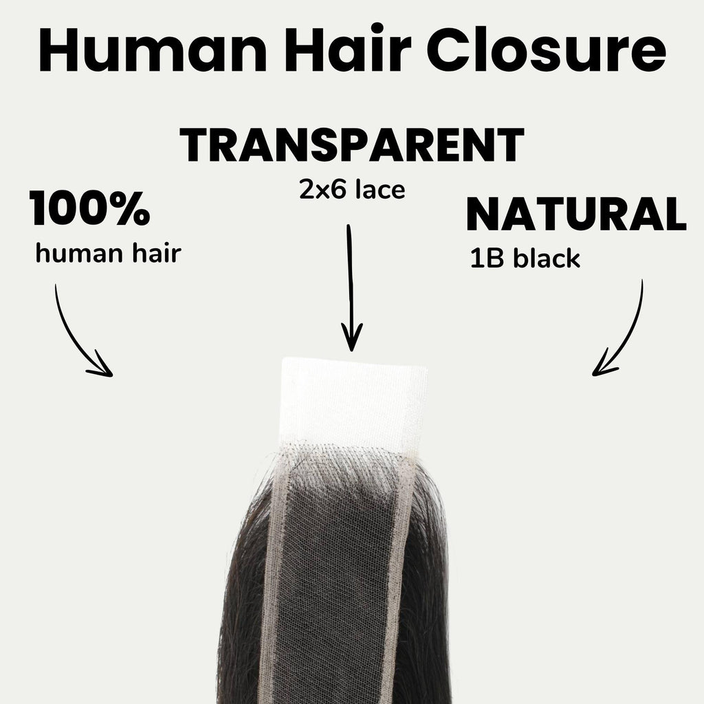 Cierre de encaje transparente 2x6 de cabello humano ondulado brasileño Body Wave