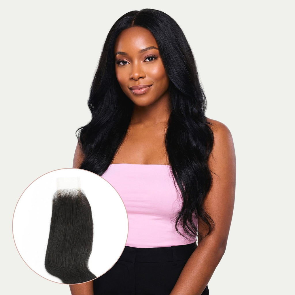 Cierre de encaje transparente 2x6 de cabello humano ondulado brasileño Body Wave