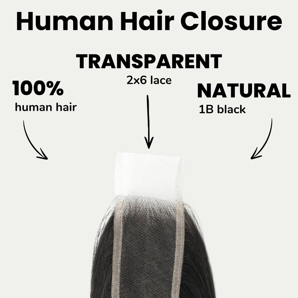 Cierre de cabello humano de encaje transparente 2x6 liso sedoso brasileño
